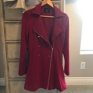 Red “military style” skirted thin coat